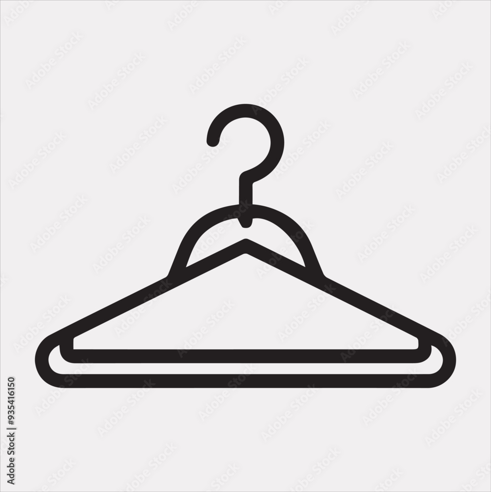Hanger icon Line clothes hanger symbol Vector silhouette icon on a white background Hanger icon Line clothes hanger symbol Vector silhouette icon on a white background