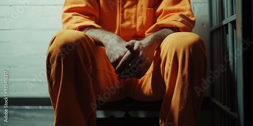 prison inmate wearing orange jumpsuit 