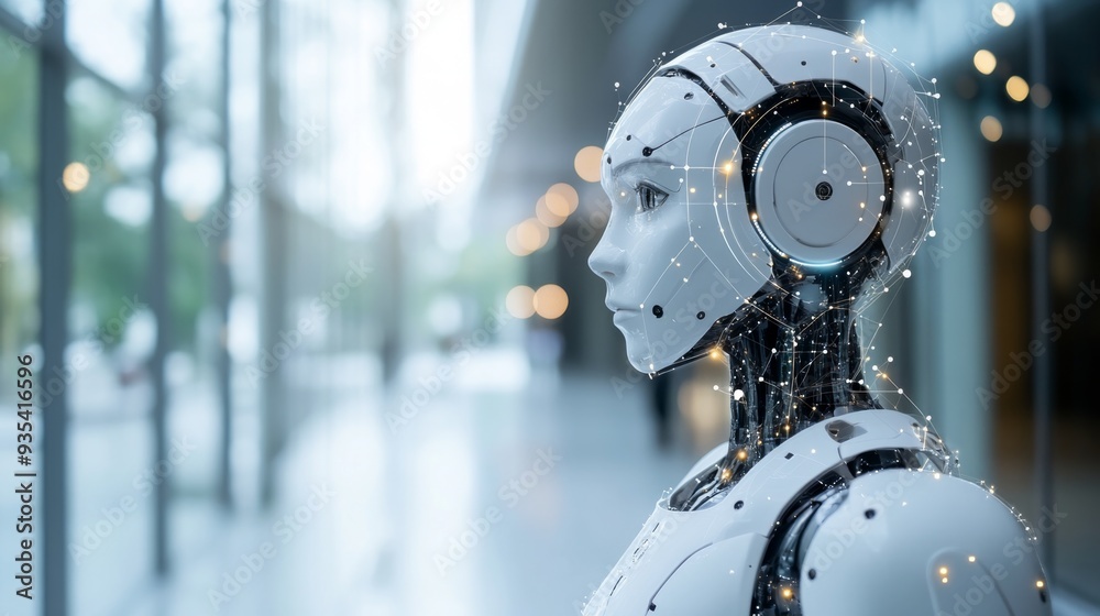 Fototapeta premium AI Robot Head.