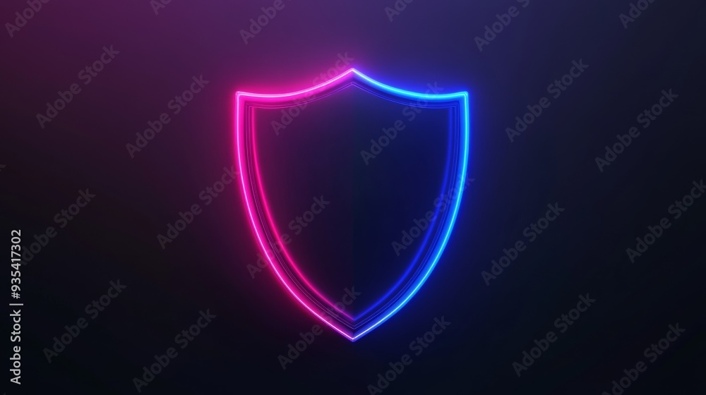 A neon blue and pink shield with a glowing effect A neon blue and pink shield with a glowing effect