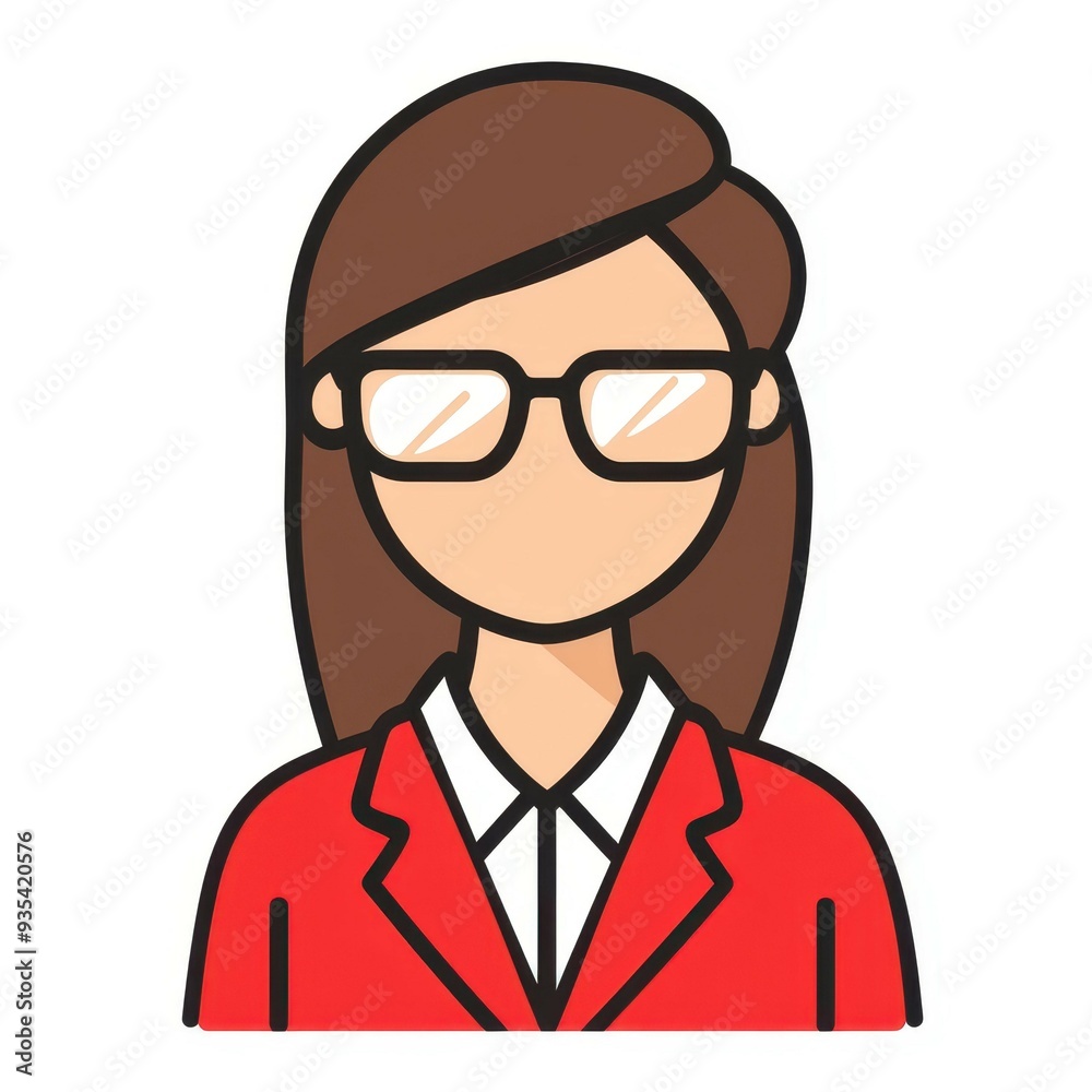 Casual style woman icon in flat linear design, perfect for UI applications, set against a clean white backdrop. Casual style woman icon in flat linear design, perfect for UI applications, set against a clean white backdrop.