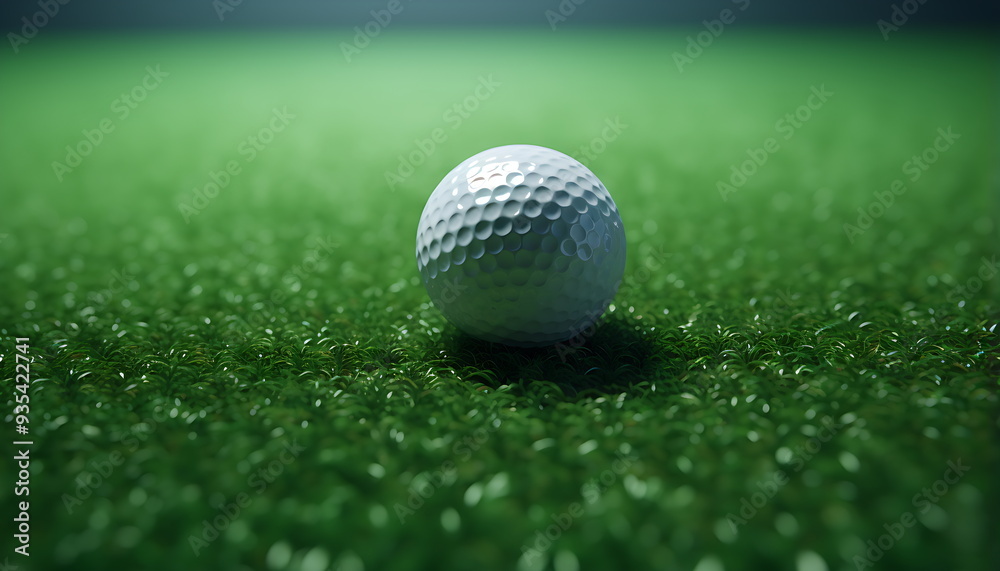Obraz premium a golf ball sits on top of a golf course, generative ai