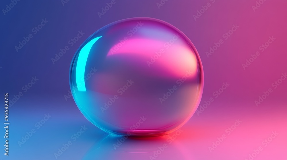 A shiny, colorful sphere with a reflective surface A shiny, colorful sphere with a reflective surface
