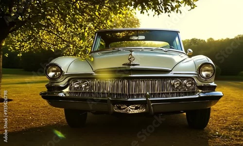 classic car parked under a tree