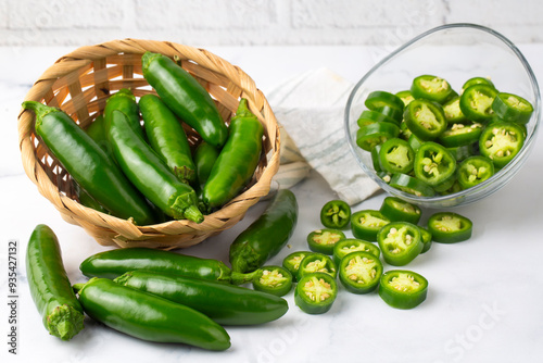 Sliced jalapeno pepper in w...