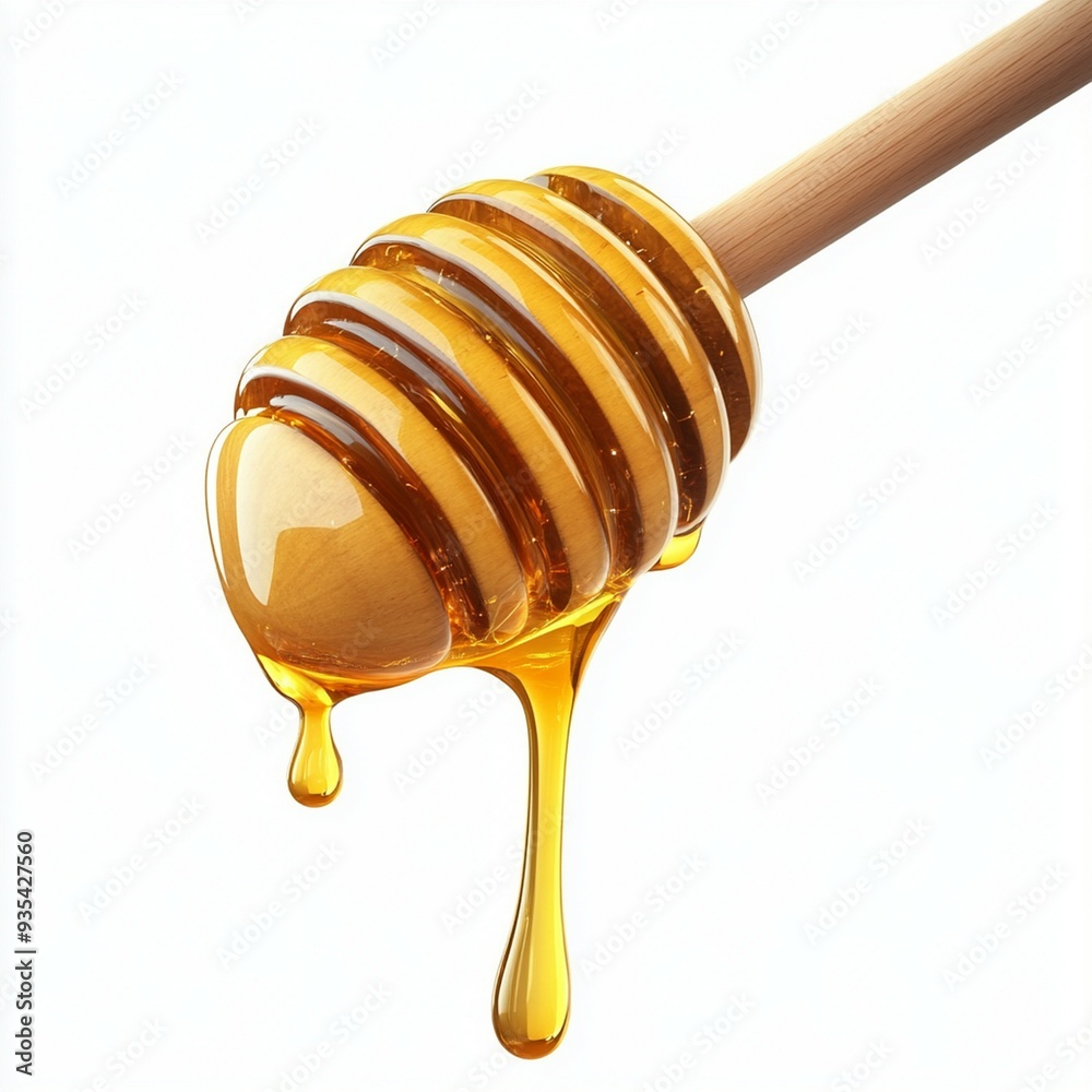 Pure Honey dripping from a wooden honey dipper Pure Honey dripping from a wooden honey dipper