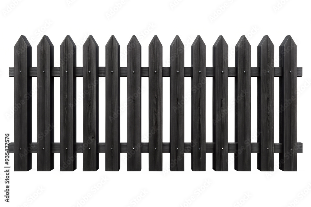 black Wooden fence isolated on transparent background