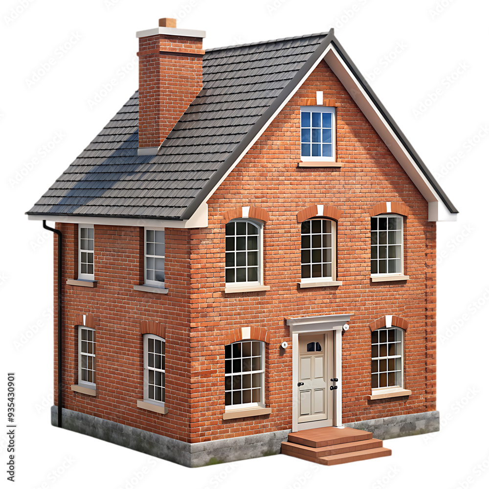 Brick House Isolated on White Background Ideal for Architectural and Real Estate Illustrations Brick House Isolated on White Background Ideal for Architectural and Real Estate Illustrations