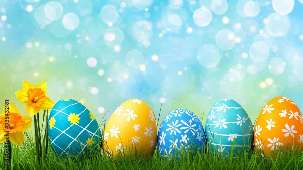 Colorful Easter Eggs and Daffodils Colorful Easter Eggs and Daffodils