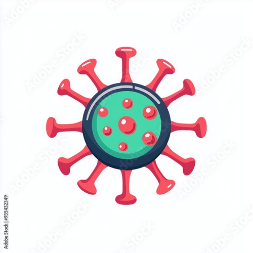 Sleek and Modern Red and Green Virus Icon Design | Clear Lines | Recognizable Shapes | Professional Representation for Medical and Tech Use