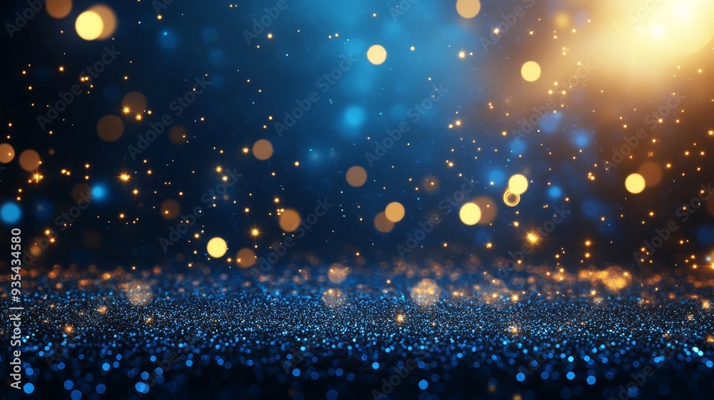 Abstract Blue and Gold Glitter Bokeh Background Abstract Blue and Gold Glitter Bokeh Background