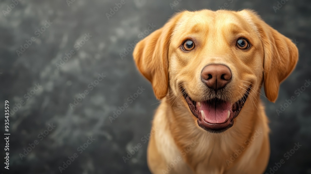 Happy Golden Retriever Dog Portrait with Mouth Open Happy Golden Retriever Dog Portrait with Mouth Open