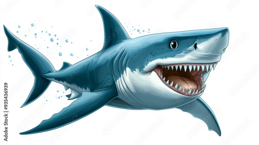 Great White Shark with Open Mouth and Bubbles Great White Shark with Open Mouth and Bubbles