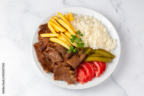 Εκτύπωση καμβά Meat doner menu, iskender menu on plate, turkish special meat doner, food, speci