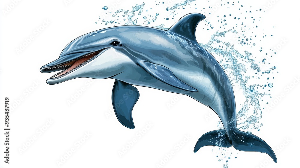 Dolphin Jumping Out of Water with Splash Dolphin Jumping Out of Water with Splash