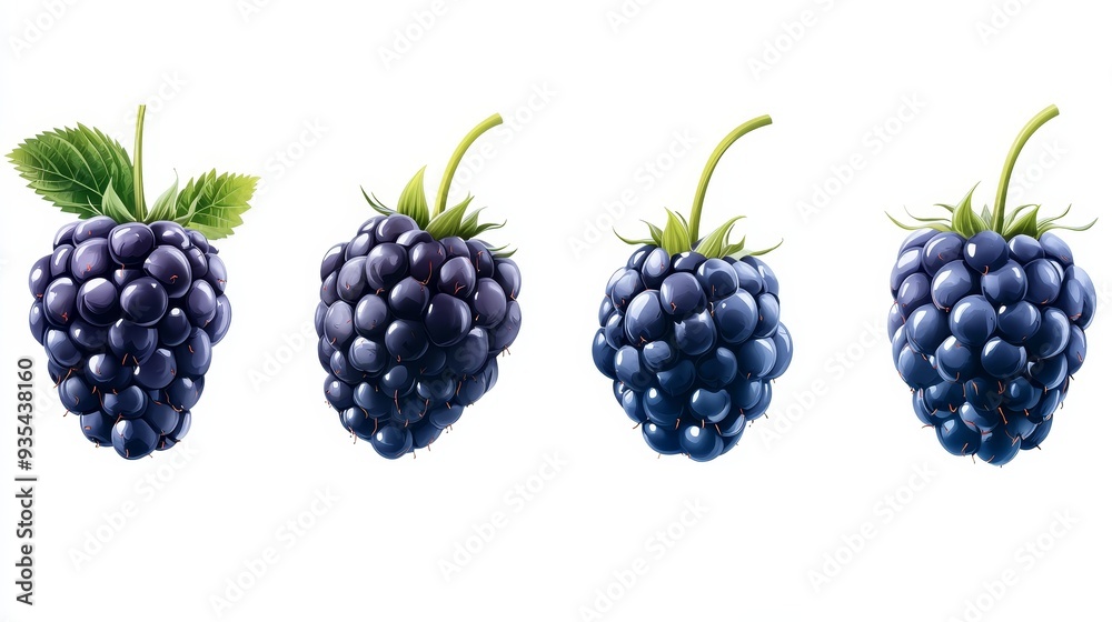 Fresh Blackberries Isolated on White Background Fresh Blackberries Isolated on White Background