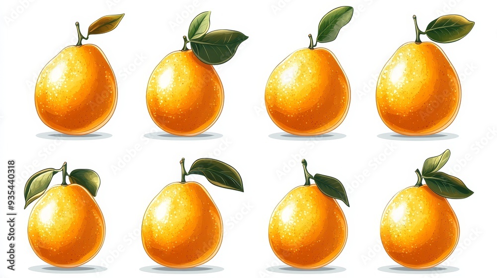 Fresh Orange Fruit with Green Leaves Isolated on White Background Fresh Orange Fruit with Green Leaves Isolated on White Background