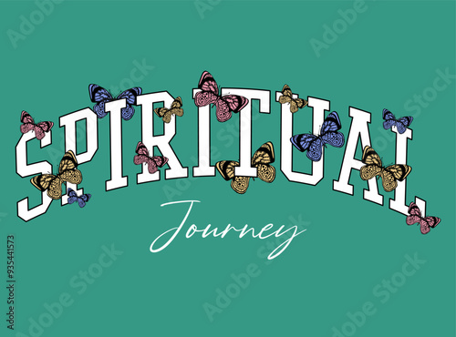 College slogan with vector butterfly illustrations for t shirt.