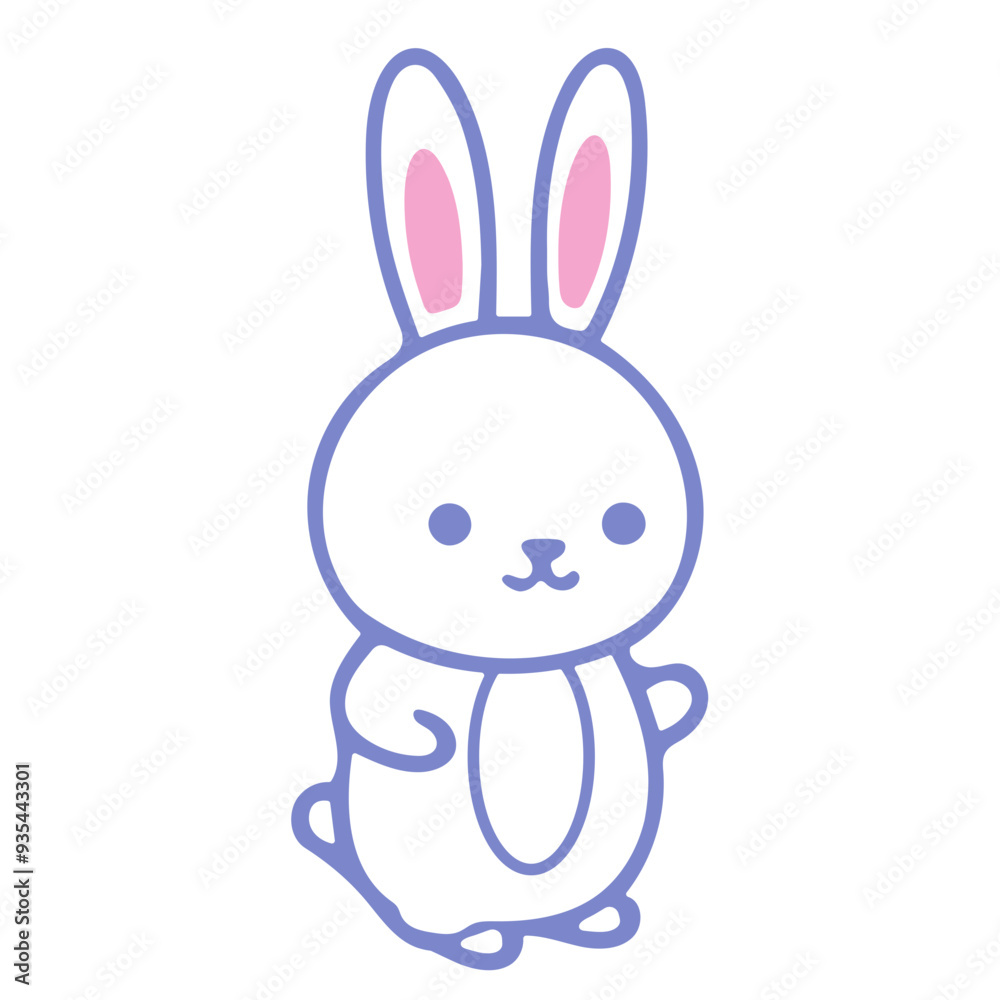 A cute white rabbit with large ears and a simple, minimalist design A cute white rabbit with large ears and a simple, minimalist design