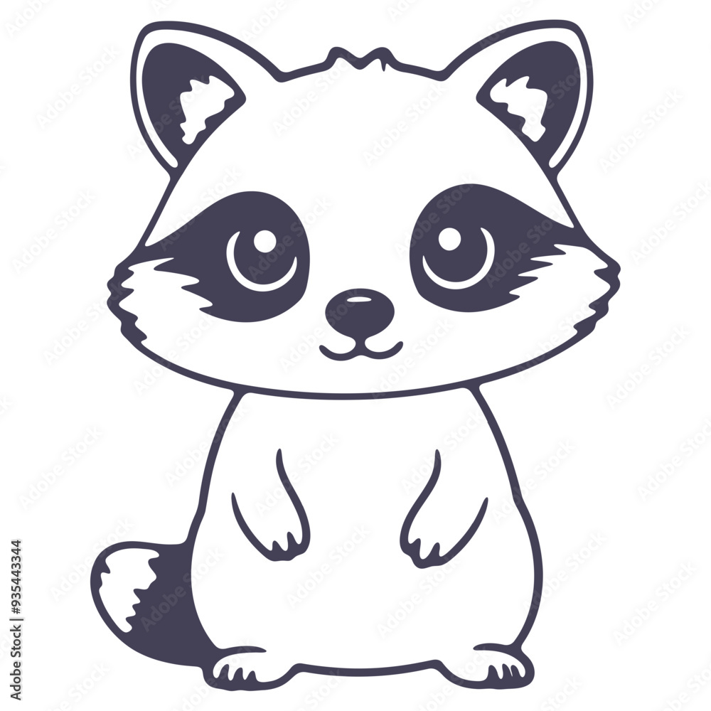 Obraz premium A cute cartoon raccoon with large eyes and a round body
