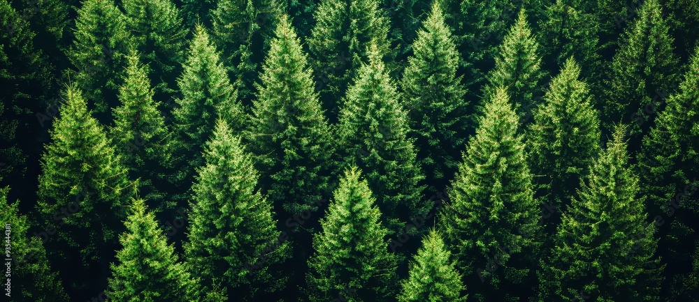 This aerial view shows a green forest of old spruce, fir, and pine trees. This aerial view shows a green forest of old spruce, fir, and pine trees.