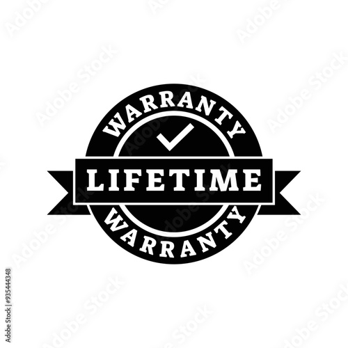 Set of Lifetime Warranty Stamp, Imprint, Seal Template in flat color. Vector Stock Illustration