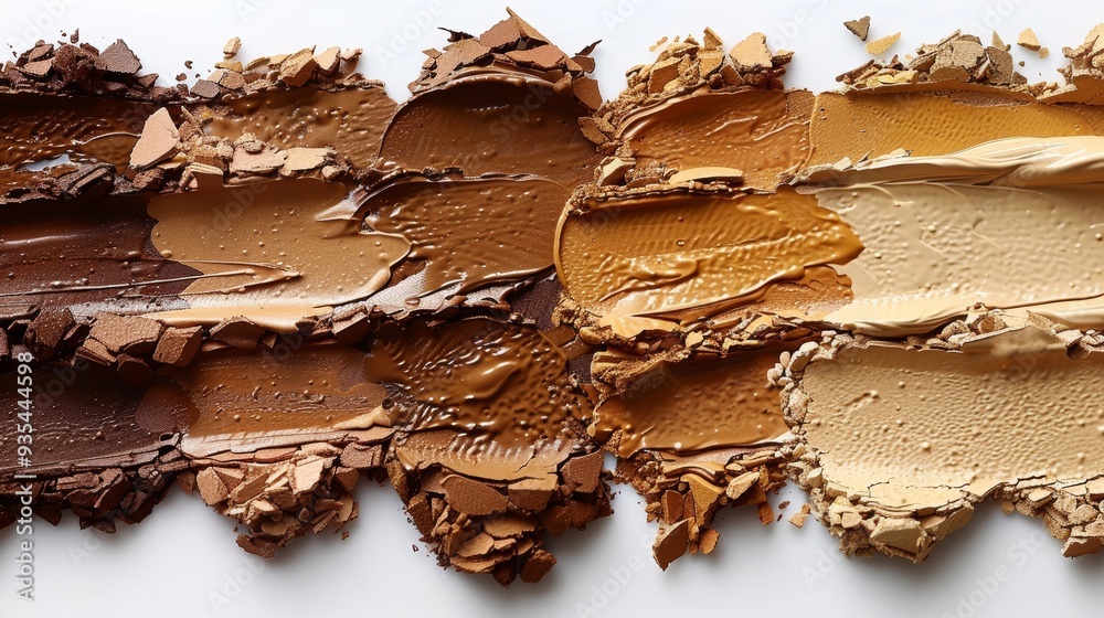 Assorted shades of foundation makeup on a white background Assorted shades of foundation makeup on a white background