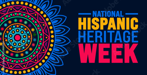 National Hispanic Heritage Week is observed every year in September. Holiday concept. Template for background, banner, card, poster, placard, design template with unique shapes with standard color.