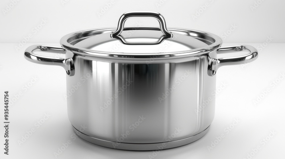 Stainless steel pot with lid on white background Stainless steel pot with lid on white background
