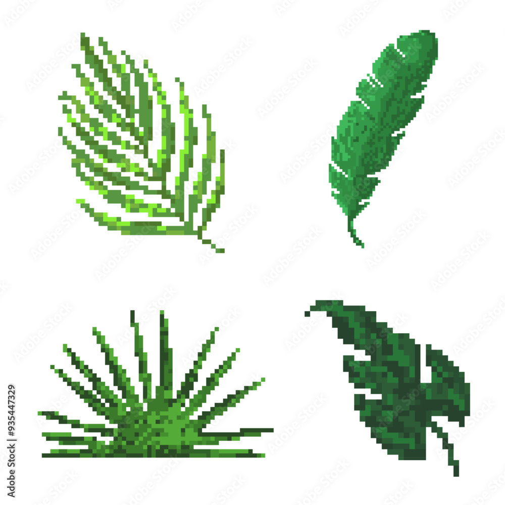 nature leaf plant bundle pixel art nature leaf plant bundle pixel art