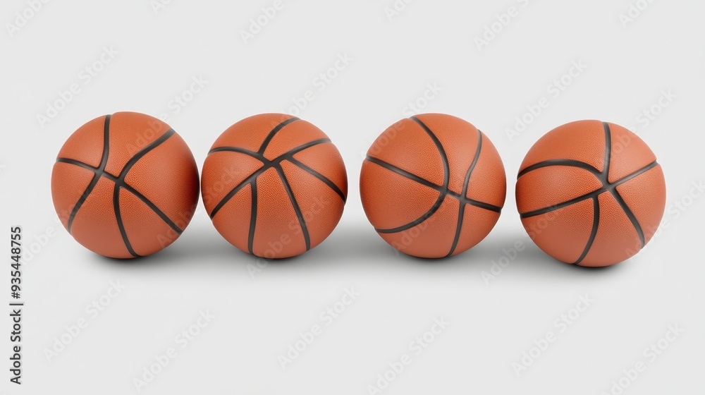 A white background with many orange rubber basketballs is an image from a stock photo. A white background with many orange rubber basketballs is an image from a stock photo.