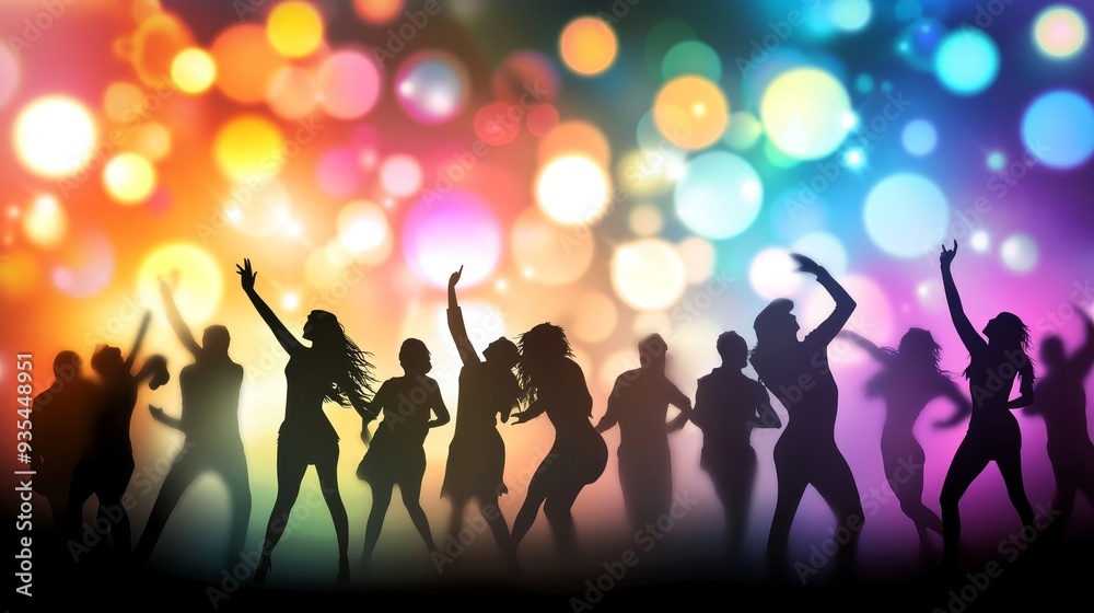 Theres a DJ nightclub party in the background with a neon light effect generating a group of happy people. Theres a DJ nightclub party in the background with a neon light effect generating a group of happy people.