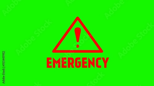 Animation of an emergency warning symbol on a green screen