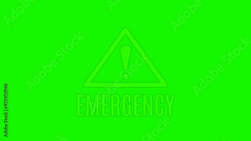 Animation of an emergency warning symbol on a green screen