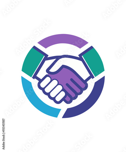 A minimalist handshake logo vector art illustration.