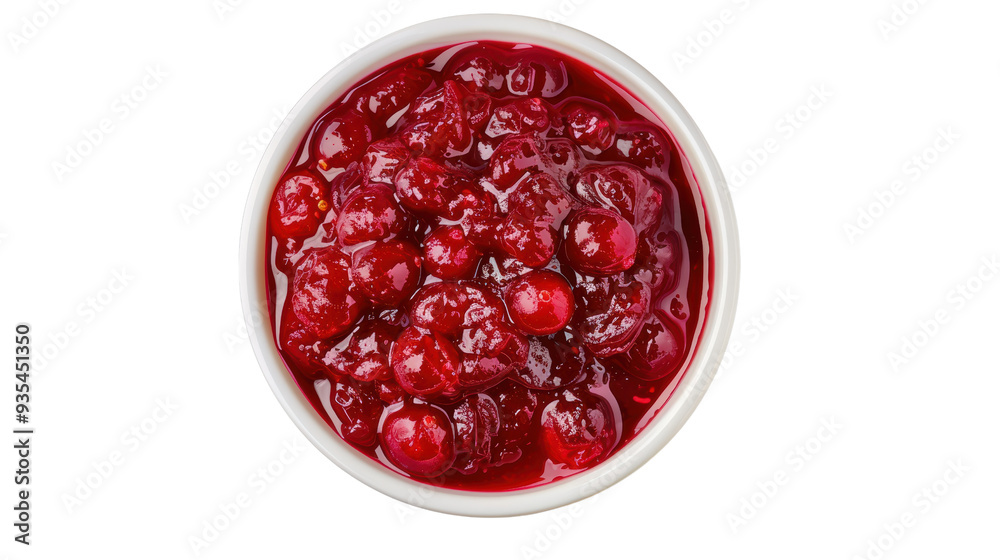 Close-up of Cranberry Sauce in a White Bowl on a Plain transparent background Close-up of Cranberry Sauce in a White Bowl on a Plain transparent background