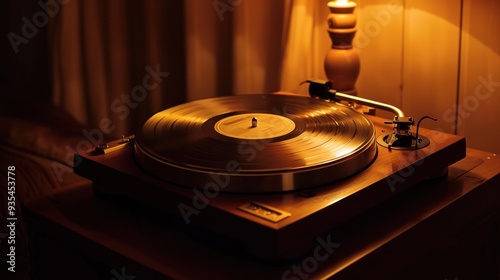 Vinyl records on a turntable photo