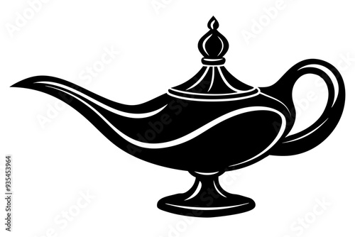 
Aladdin lamp silhouette vector, aladdin lamp sign icon. Vector illustration 
