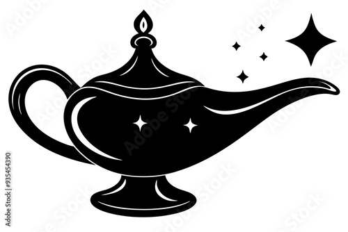 
Aladdin lamp silhouette vector, aladdin lamp sign icon. Vector illustration 
