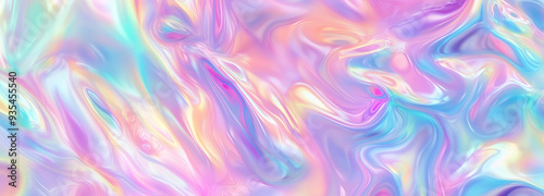 Holographic background seamless trendy iridescent rainbow foil texture. Soft holographic pastel unicorn marble background pattern