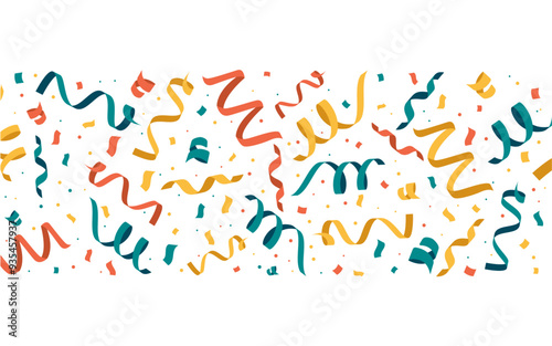 Ensemble de collection composée d'éléments festifs colorés . Cotillons pour la fête, explosion de cotillons colorés pour des célébrations festives - Rubans enroulés, fond festif - Arrière-plan festif 