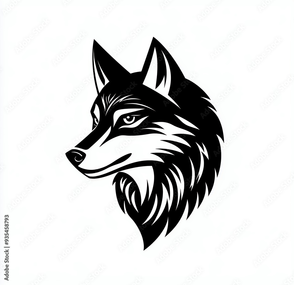 Vector logo of a wolf, black on a white background, simple design, no shadows, symmetrical design, flat vector graphics, symmetrical. Vector logo of a wolf, black on a white background, simple design, no shadows, symmetrical design, flat vector graphics, symmetrical.