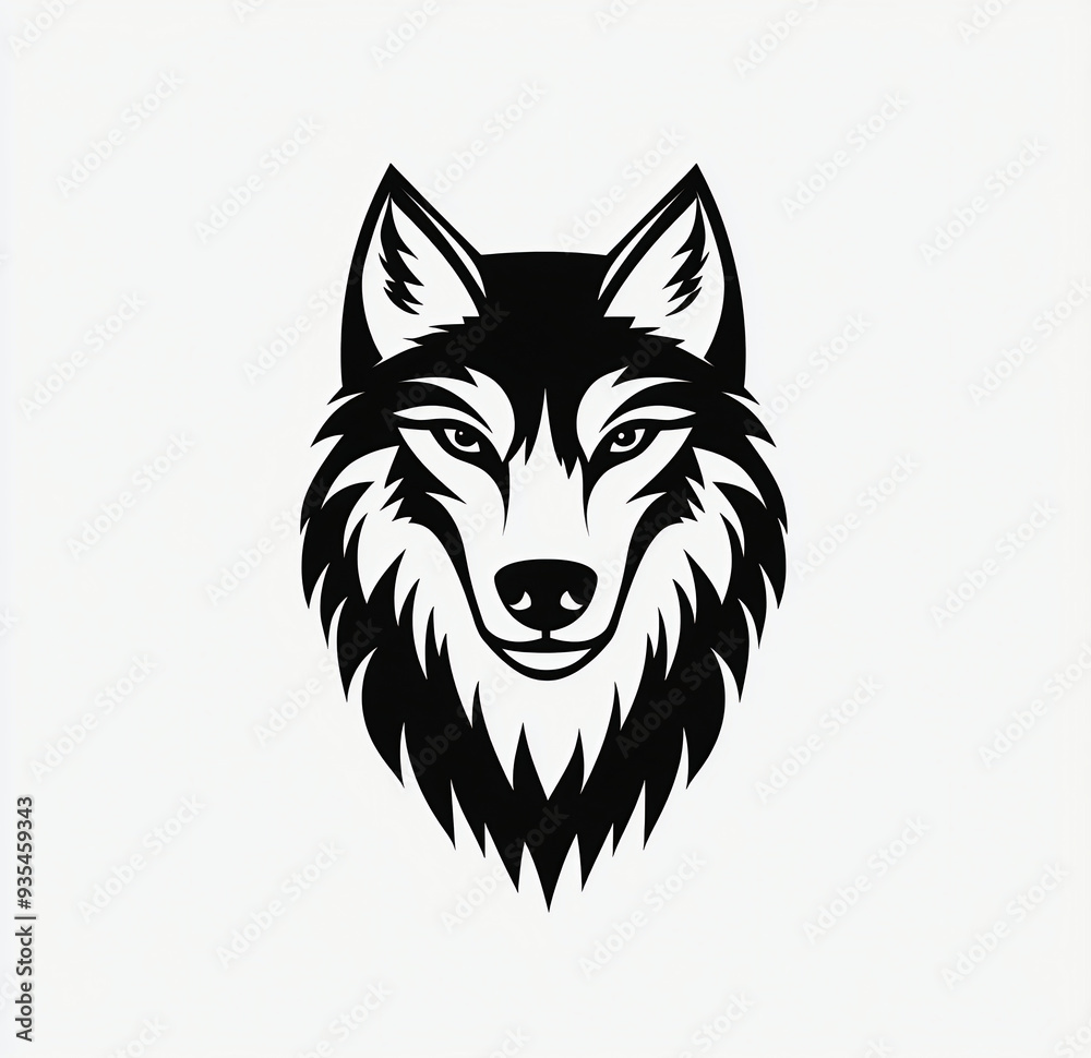 Vector logo of a wolf, black on a white background, simple design, no shadows, symmetrical design, flat vector graphics, symmetrical. Vector logo of a wolf, black on a white background, simple design, no shadows, symmetrical design, flat vector graphics, symmetrical.