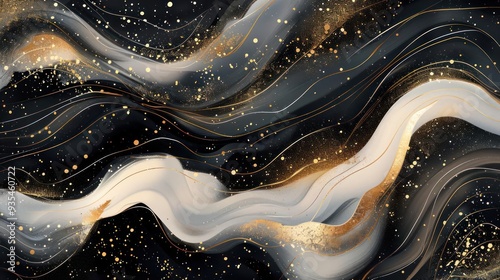 A stylized, surreal image depicting a golden galaxy with swirling,