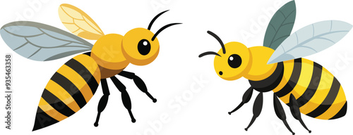 Bee, side view with white background 