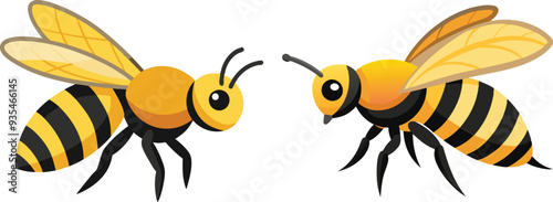 Bee, side view with white background 