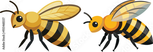 Bee, side view with white background 