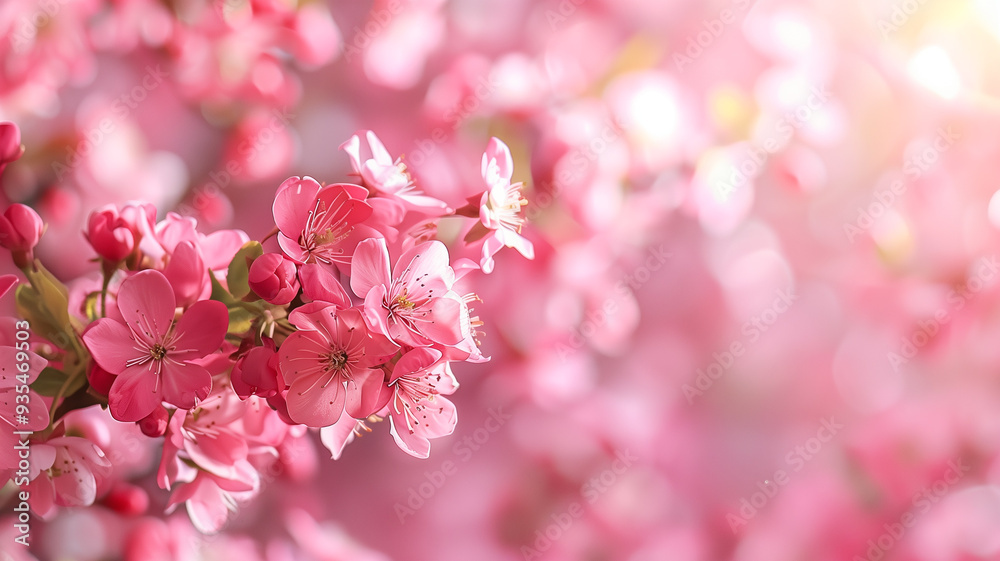 cluster of soft pink cherry blossoms bathed in warm sunlight. The gentle petals and bokeh background cluster of soft pink cherry blossoms bathed in warm sunlight. The gentle petals and bokeh background
