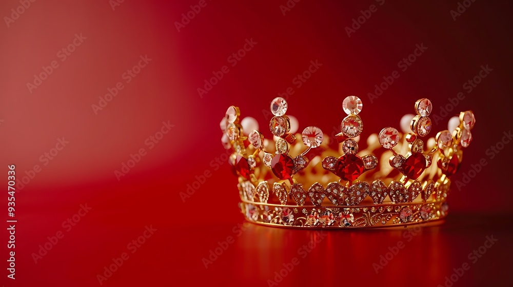 Isolated crown and diadem on red background Isolated crown and diadem on red background