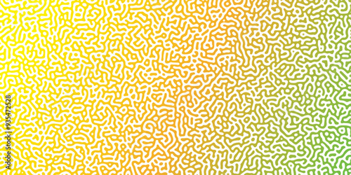 Abstract Reaction-diffusion Turing pattern natural texture in coral yellow gradient colour scheme. Linear design with biological shapes. Organic lines in memphis. abstract turing organic wallpaper.	
